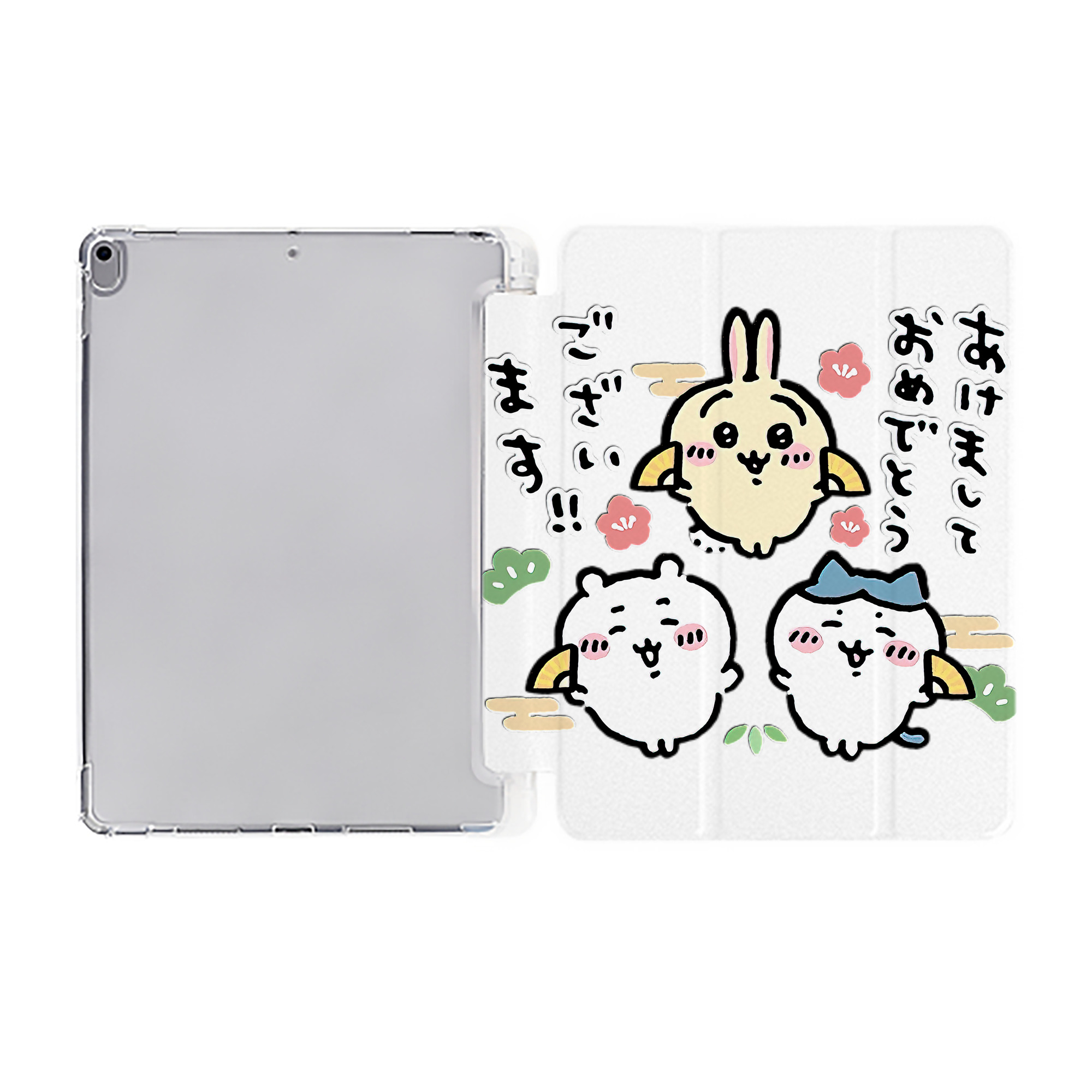 （画像用） ちいかわ ちいかわ Chii-kawa chiikawa IPad ケース ペン収納付き 三つ折りスタンド PUレザー×シリコン 対応機種9.5/10.5/10.9インチ